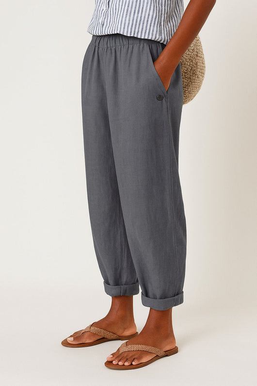 Mia | Damen Gerade Lockere Bequeme Seitentaschen Hose