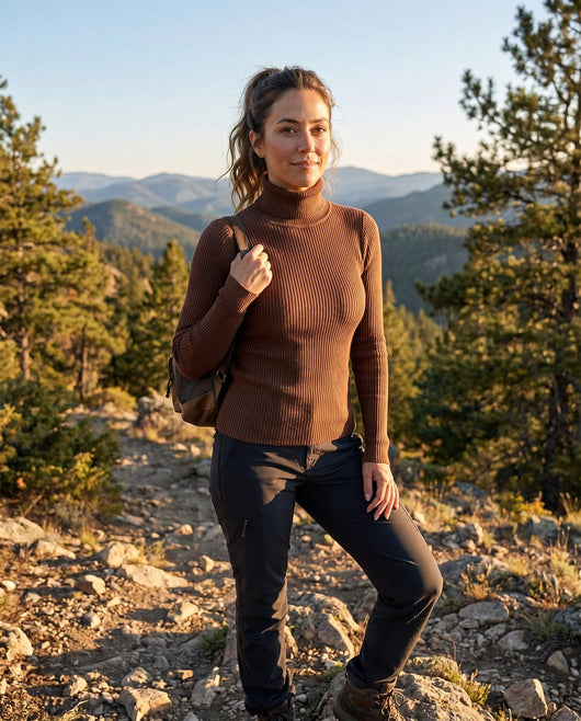 Marie | Damen Gerippter Rollkragen Strick Sweater