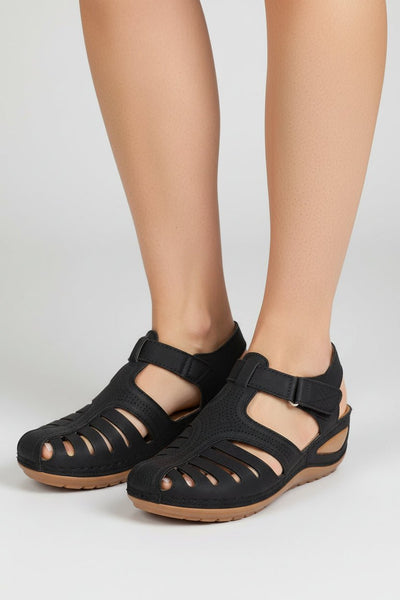 Elisabeth | Damen Geschlossene Klettverschluss-Sandalen mit Keilabsatz