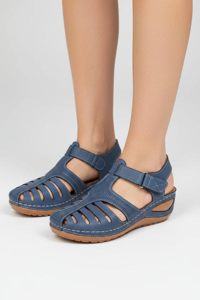 Elisabeth | Damen Geschlossene Klettverschluss-Sandalen mit Keilabsatz