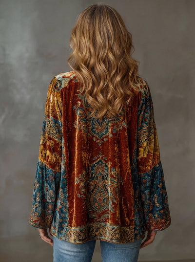 Clara | Damen Gesteppte Jacke Boho Kimono Leichter Vintage-Schnitt