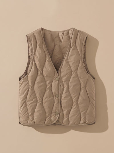Elfriede | Damen Gesteppter Bodywarmer mit V-Ausschnitt Druckknopf-Thermoweste