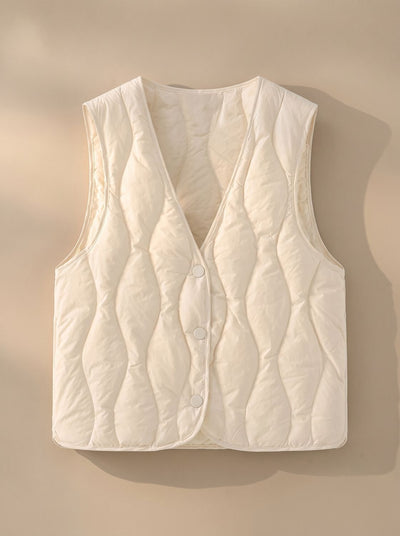 Elfriede | Damen Gesteppter Bodywarmer mit V-Ausschnitt Druckknopf-Thermoweste