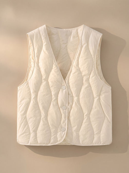 Elfriede | Damen Gesteppter Bodywarmer mit V-Ausschnitt Druckknopf-Thermoweste