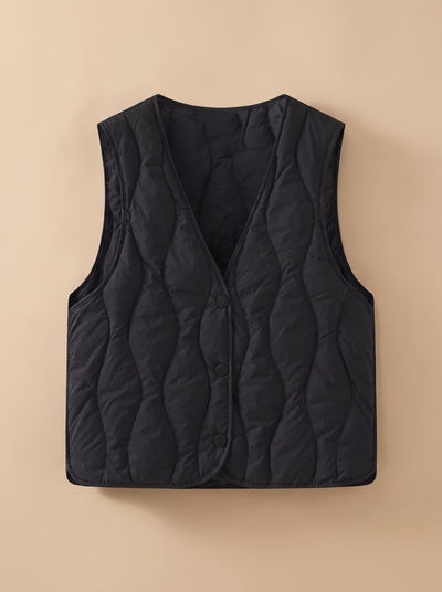 Elfriede | Damen Gesteppter Bodywarmer mit V-Ausschnitt Druckknopf-Thermoweste