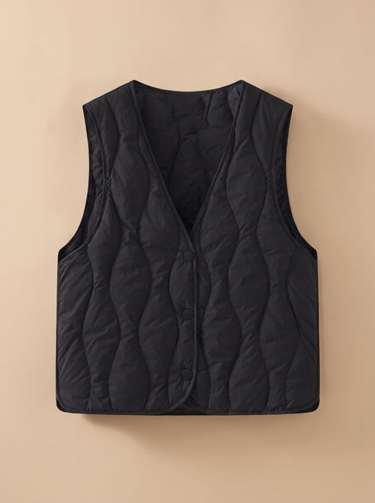 Elfriede | Damen Gesteppter Bodywarmer mit V-Ausschnitt Druckknopf-Thermoweste