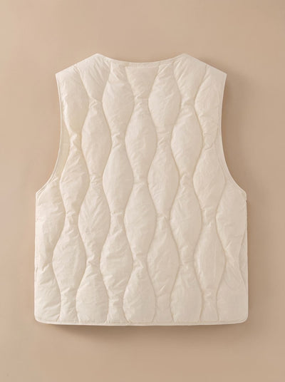 Elfriede | Damen Gesteppter Bodywarmer mit V-Ausschnitt Druckknopf-Thermoweste