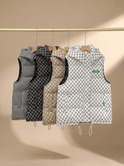 Marlene | Damen Gesteppter Kapuzen-Bodywarmer mit Allover-Print