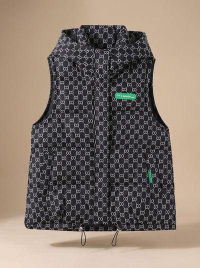 Marlene | Damen Gesteppter Kapuzen-Bodywarmer mit Allover-Print