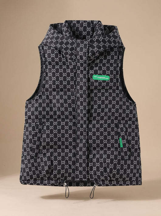 Marlene | Damen Gesteppter Kapuzen-Bodywarmer mit Allover-Print