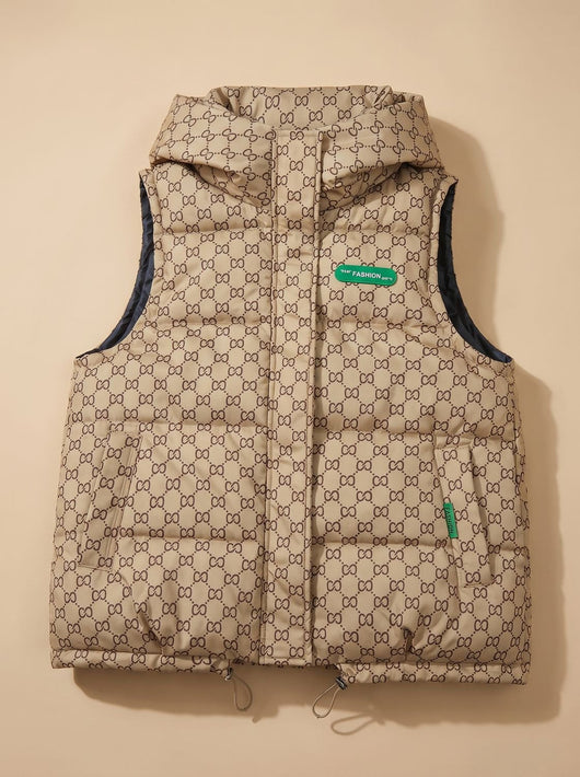 Marlene | Damen Gesteppter Kapuzen-Bodywarmer mit Allover-Print