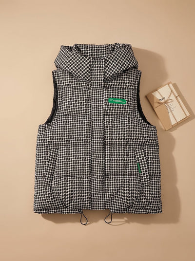 Marlene | Damen Gesteppter Kapuzen-Bodywarmer mit Allover-Print
