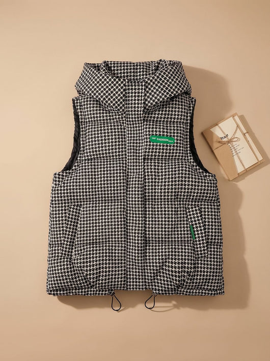 Marlene | Damen Gesteppter Kapuzen-Bodywarmer mit Allover-Print