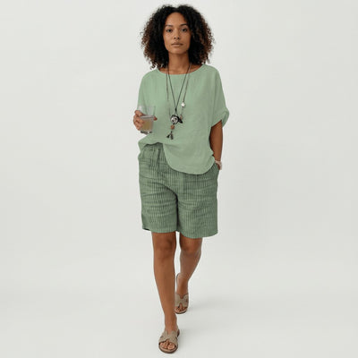 Clara | Damen Gestreifte Relaxed-Fit Shorts Elastischer Bund Sommer