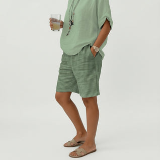 Clara | Damen Gestreifte Relaxed-Fit Shorts Elastischer Bund Sommer