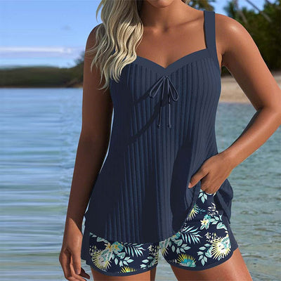 Johanna | Damen Gestreiftes Two-Piece Set Tankini mit Shorts