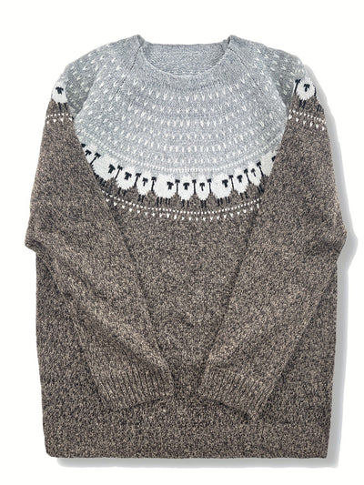 Johanna | Damen Grobstrick-Pullover mit Schaf-Jacquardmuster