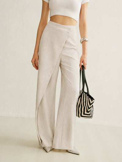 Johanna | Damen High-Waist Asymmetrische Wide Leg Pants mit Wickelfront