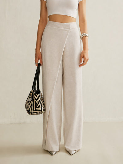 Johanna | Damen High-Waist Asymmetrische Wide Leg Pants mit Wickelfront