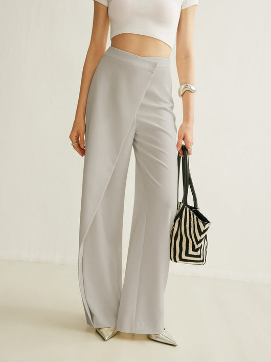 Johanna | Damen High-Waist Asymmetrische Wide Leg Pants mit Wickelfront