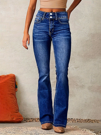 Greta | Damen High-Waist Bootcut Stretch-Denim Jeans