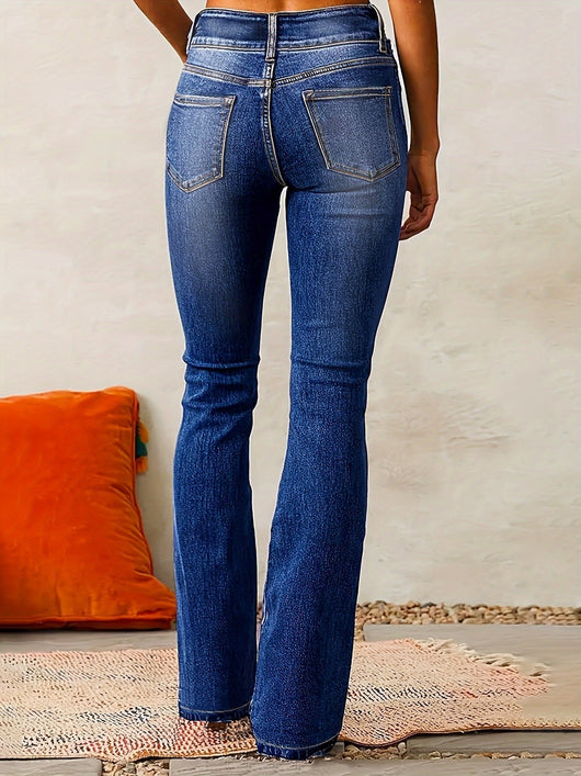 Greta | Damen High-Waist Bootcut Stretch-Denim Jeans