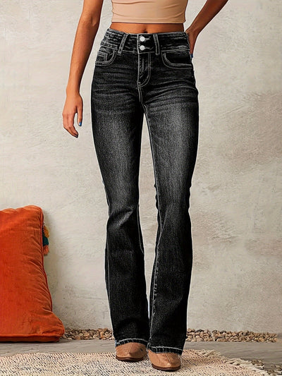 Greta | Damen High-Waist Bootcut Stretch-Denim Jeans