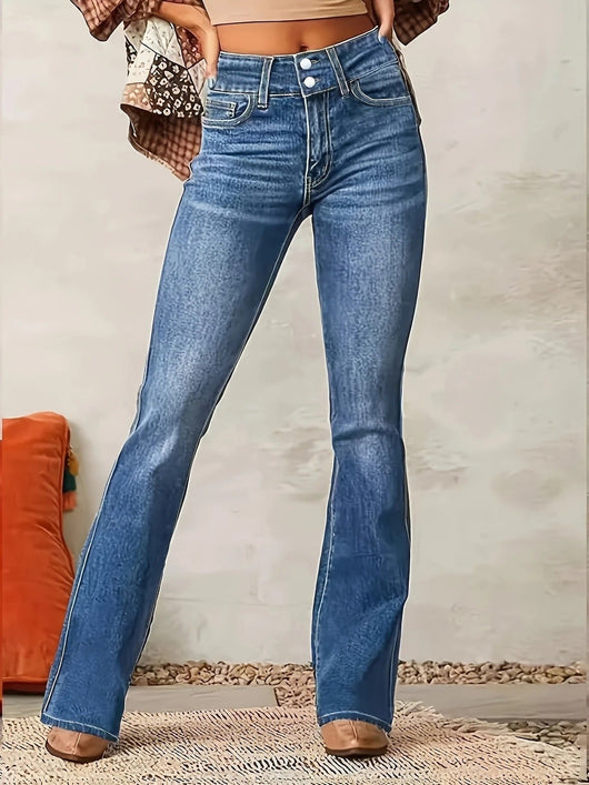 Annika | Damen High-Waist Flared Jeans mit figurbetontem Schnitt