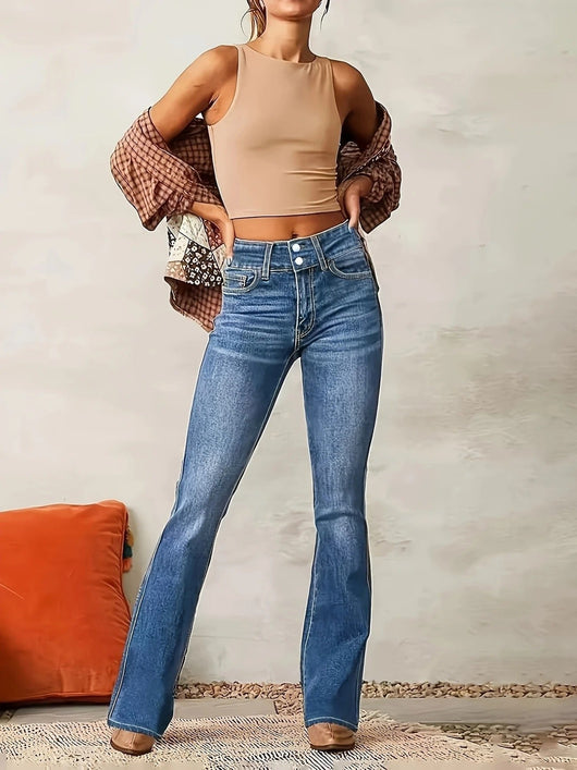 Annika | Damen High-Waist Flared Jeans mit figurbetontem Schnitt
