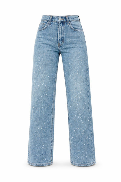 Charlotte | Damen High-Waist Straight-Leg Glitzer-Jeans