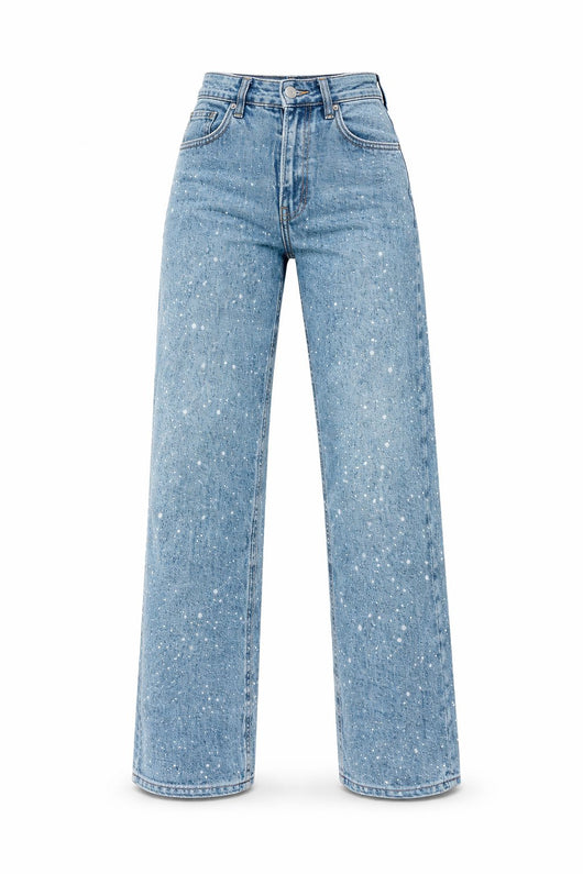 Charlotte | Damen High-Waist Straight-Leg Glitzer-Jeans