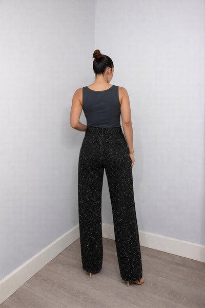 Charlotte | Damen High-Waist Straight-Leg Glitzer-Jeans