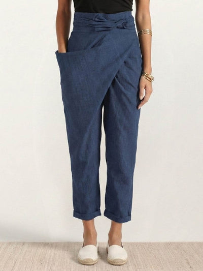 Nora | Damen Highwaist Wickelhose Cropped Tapered Schleifenbund