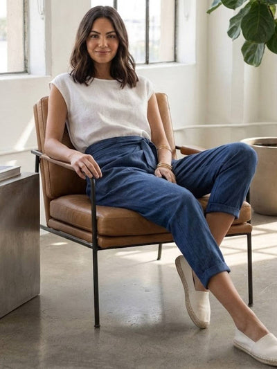 Nora | Damen Highwaist Wickelhose Cropped Tapered Schleifenbund