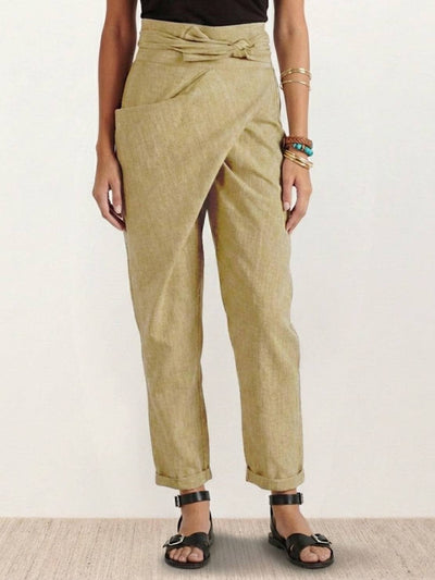 Nora | Damen Highwaist Wickelhose Cropped Tapered Schleifenbund