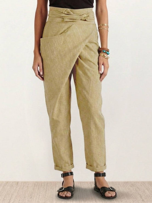 Nora | Damen Highwaist Wickelhose Cropped Tapered Schleifenbund