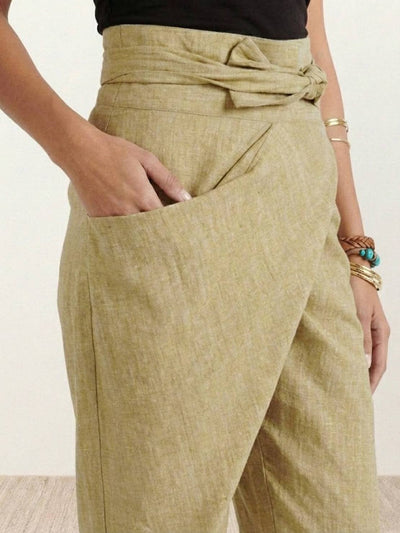 Nora | Damen Highwaist Wickelhose Cropped Tapered Schleifenbund