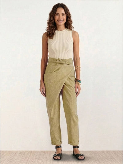 Nora | Damen Highwaist Wickelhose Cropped Tapered Schleifenbund