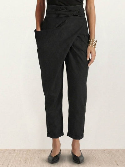 Nora | Damen Highwaist Wickelhose Cropped Tapered Schleifenbund