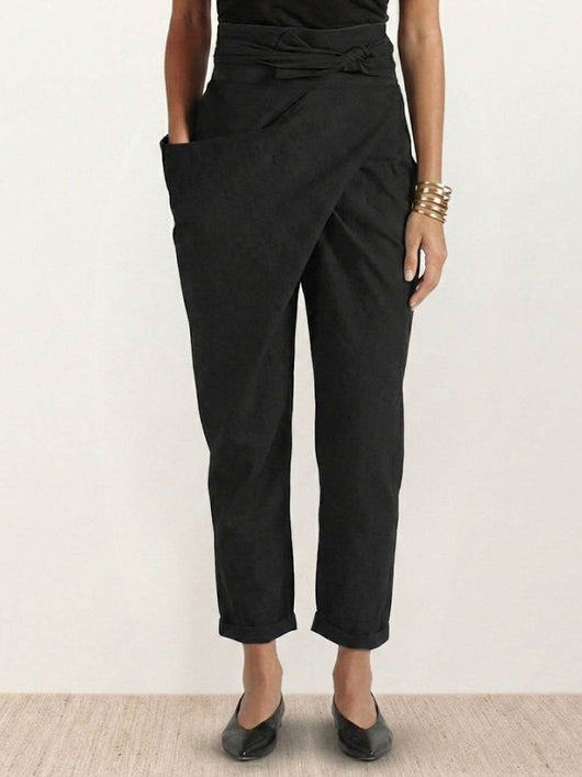 Nora | Damen Highwaist Wickelhose Cropped Tapered Schleifenbund