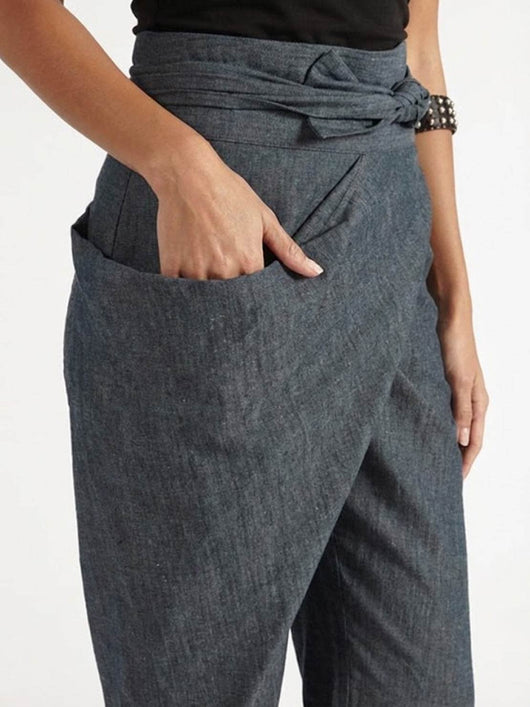Nora | Damen Highwaist Wickelhose Cropped Tapered Schleifenbund