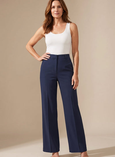 Greta | Damen Hochbund-Stoffhose Gerader Schnitt Elegant