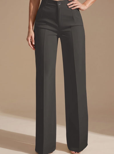 Greta | Damen Hochbund-Stoffhose Gerader Schnitt Elegant