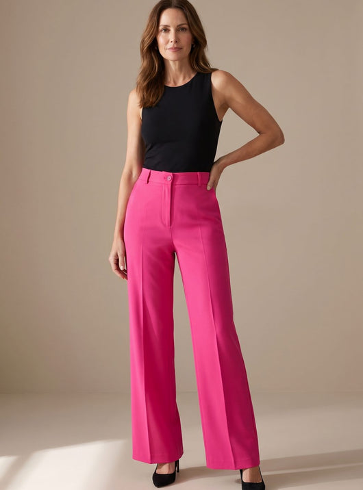 Greta | Damen Hochbund-Stoffhose Gerader Schnitt Elegant