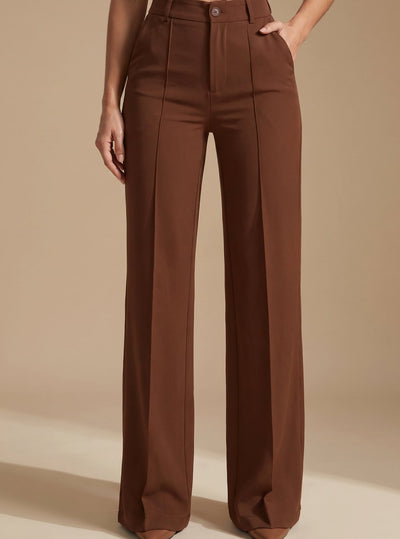 Greta | Damen Hochbund-Stoffhose Gerader Schnitt Elegant