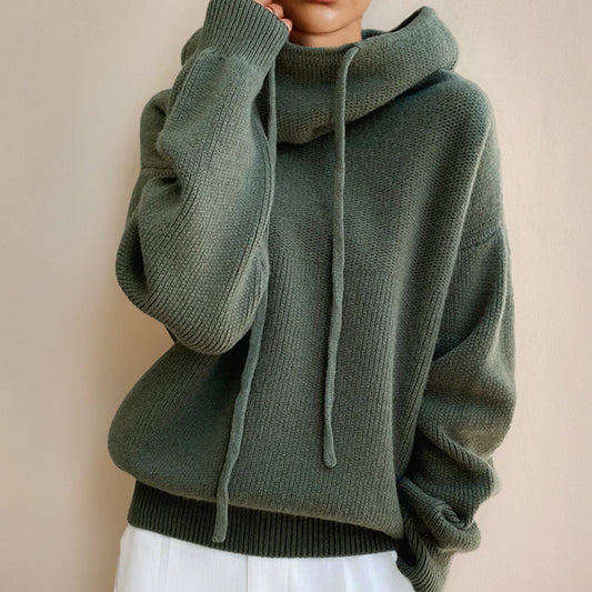 Annika | Damen Kapuzenpullover mit lockerem Schnitt Strick Hoodie