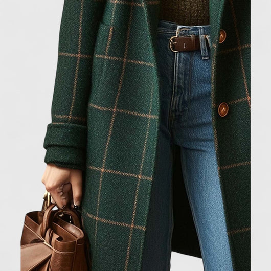 Emilia | Damen Karierter Eleganter Women Coat Klassischer Wollmantel