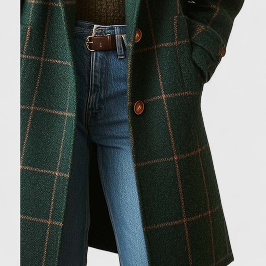 Emilia | Damen Karierter Eleganter Women Coat Klassischer Wollmantel