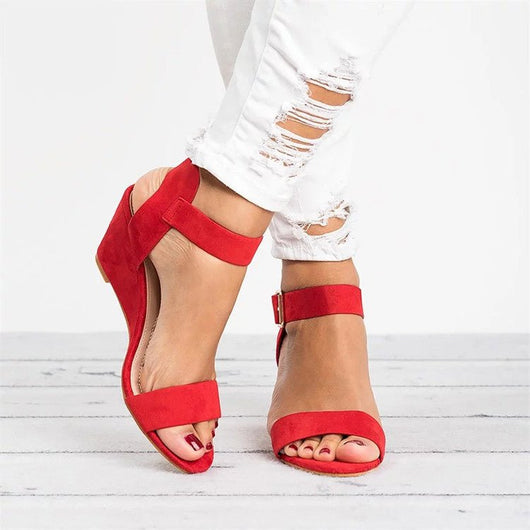 Elisabeth | Damen Keilabsatz Knöchelriemen Sandalen