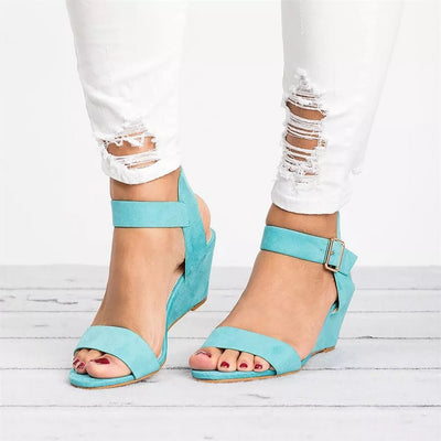 Elisabeth | Damen Keilabsatz Knöchelriemen Sandalen